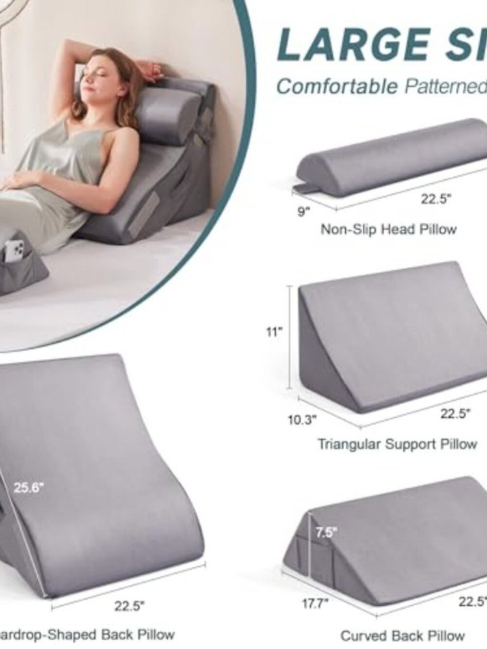 4pcs Orthopedic Bed Wedge Pillow Set for Sleeping - Wedge Pillows for After Surg - Picture 2 of 7